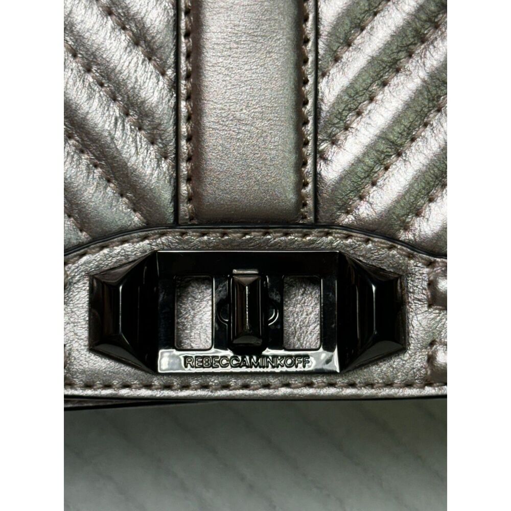 REBECCA MINKOFF Quilted Love Crossbody Bag Pink Metallic Small - Picture 2 of 10